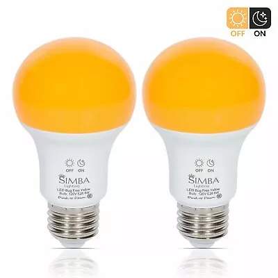 [2 Pack] LED Bug Repelling 2000K Bulb 6W / 40W With Dusk-to-Dawn Sensor E26 Base • $17.95