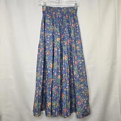 Vinatge 90s Laura Ashley Floral Maxi Skirt Size Medium Modern Small Blue  • $38