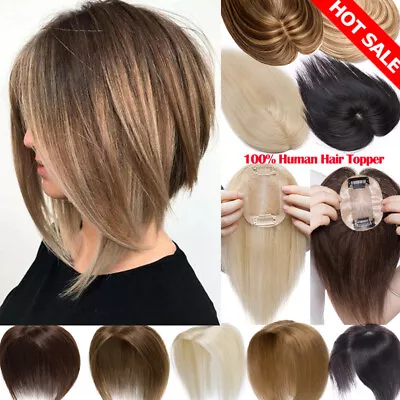 Top Quality Toupee 100% Remy Human Hair Clip In Hairpiece Topper For Women Wig • $83.81