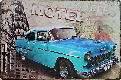 £5.85 • Buy American Motel 20x30 Metal Plaque Retro Vintage Classic Garage Man Cave Tin Sign