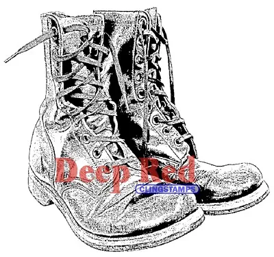 Deep Red Stamps Combat Boots Rubber Cling Stamp • $7.49