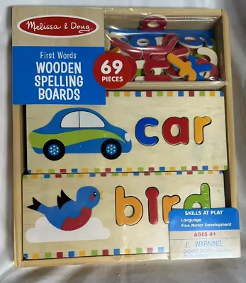 Melissa And Doug First Words Wooden Spelling Boards 69 Pieces NIB Never Opened • $16.85