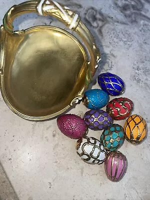 Franklin Mint House Of Faberge - Spring Basket 9 Eggs 1990s 24k Gold • £100