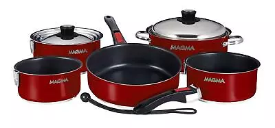 Products A10-366-MR-2-IN Gourmet Nesting 10-Piece Red Stainless Steel Induction • $380.55
