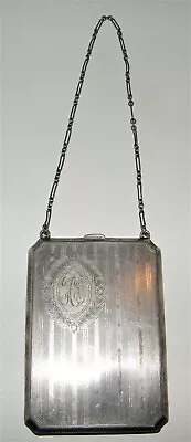 Art Deco EAM Elgin American Mf SILVERPLATE DANCE~PARTY PURSE Compact~Mirror~Coin • $79.95