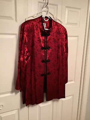 Vintage 90s R & M Richards Karen Kwong Jacket Womens 22 Red Asian Pant Suit • £38.60