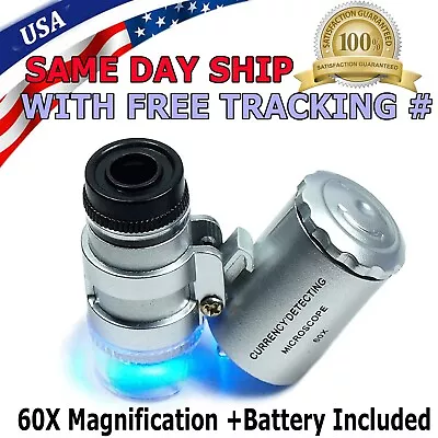 60X Magnifying Loupe Jewelry Jewellers Pocket Magnifier Eye Glass Led Light • $5.99