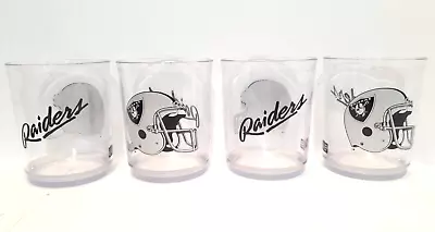 Set Of 4 Vintage 90s Script Oakland LA Raiders NFL Football Tumbler Glasses Cups • $36.99