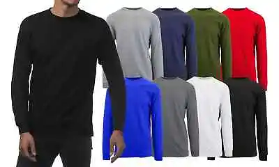 Men's Heavyweight Soft Cotton-Blend Long Sleeve Crew Neck Shirt (Size S-3X) NWT • $9.99