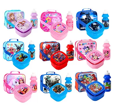 £14.99 • Buy Boys Girls 3 Pcs Character Insulated School Travel Lunch Bag, Box & Bottle Set