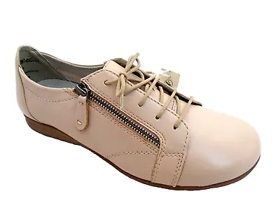 Jana Beige Leather Lace Zip Up Flat Ladies Trainers Shoes Uk 6.5 -eur 40 • £29.95