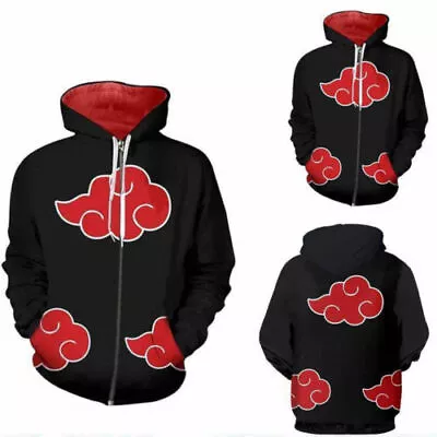 Naruto Akatsuki Hoodie Zipper Jacket Sweater Shirt Coat Cosplay Costume ZG • $24.29