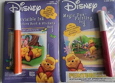 Winnie The Pooh Set Of 2 Invisible Ink Magic Pen Painting Sticker Puzzle Books  • $6