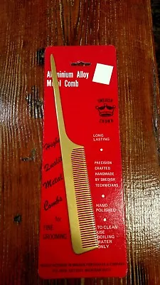 Vintage Swedish Crown Aluminum Metal Rat Tail Comb 852 Sweden Barber Beautician • $30