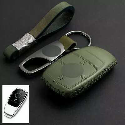 For Mercedes-Benz A B C E S G-Class Leather Remote Car Key Cover Shell Keychain • $38.40