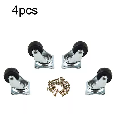 4 Pcs Set Small Heavy Duty Casters Wheels 1inch Rubber Castors Swivel Furniture • $12.34