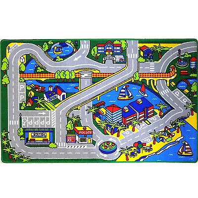 HARBOR MAP 3' X 5' KIDS RUG CARS TRUCK CHILDREN PLAY  AREA RUG STREET CARPET • $39.99