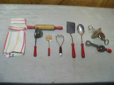 Collection Of Vintage Toy Kitchen Utensils & Towels Including Betty Taplin • $7.99
