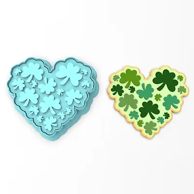 £22.01 • Buy Clover Shamrock Heart Cookie Cutter & Stamp | St. Patrick's Day St Patty's Irish