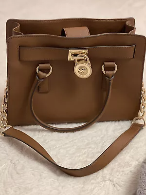 MICHAEL KORS Hamilton MK Satchel Bag Luggage Saffiano Leather Padlock 38F8CHMS3L • $149.99