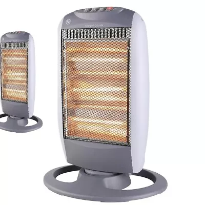 2x Halogen Radiant Heater With 3 Heating Tubes Grey 1200w - Used Boxed • £35