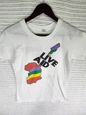 Vintage 80s LIVE AID T Shirt 1985 THIS SHIRT SAVES LIVES Rock Tour Festival • $99.99