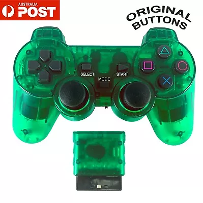 $12.95 • Buy PS2 Wireless 2.4G Controller TRANSPARENT GREEN Dual Vibration For Playstation 2
