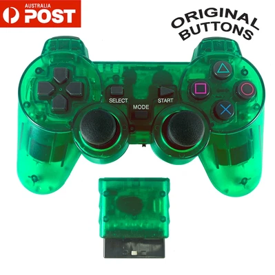 $12.95 • Buy PS2 Wireless 2.4G Controller TRANSPARENT GREEN Dual Vibration For Playstation 2