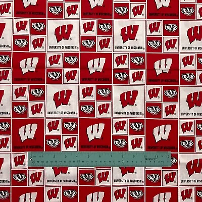 £14.67 • Buy University Of Wisconsin Badgers Cotton Fabric - REMNANT - 62 H X 21 W - USED