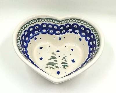 Momo Panche Boleslawiec Pine Tree Stars Heart Bowl Polish Pottery  • $14.24