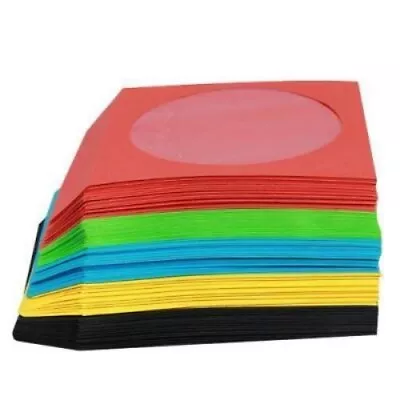 50 X Coloured CD Sleeves With Window And Flap For 1 Disc Multi Colored Sleeves • £5.45
