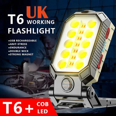 Large LED Work Light COB Inspection Lamp Magnetic Torch USB Rechargeable Car UK • £9.99