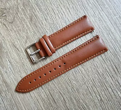 £2.45 • Buy Genuine Leather Watch Strap Band Lightly Padded 20mm + Spring Bars Tan Brown