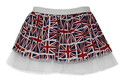 Adults Union Jack Flag Pleated Tutu United Kingdom Great Britain Fancy Dress • £10.95