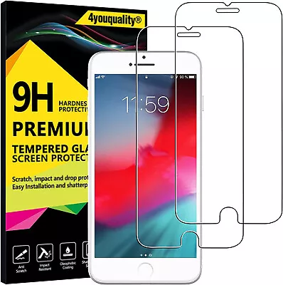 4youquality [2-Pack] IPhone 8 Plus 7 Plus Screen Protector Premium Tempered Gl • £5.08