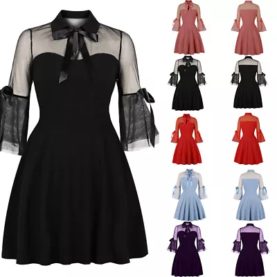 £13.99 • Buy Women Mesh Gothic Punk Swing Dress Vintage Party Cocktail Mini Dress Plus Size