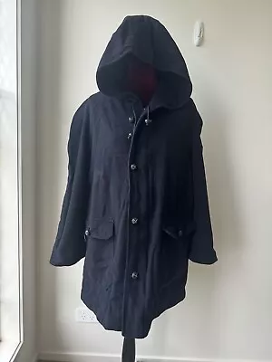 Burberrys’ Hoodie Coat Navy Blue Wool Size 4(see Photo For Measurements) • $300