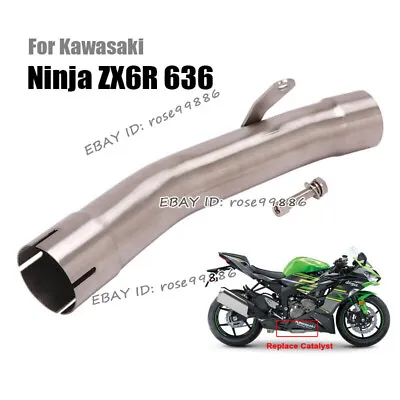 For Kawasaki Ninja ZX6R ZX636 2009-2023 Exhaust Middle Pipe Replace Catalyst • £68.38