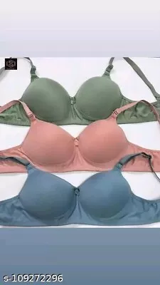 Bras Pack Of 3 Bra Sets Women's Bra Cotton Padded Bra Girls Non Wired Pushup Bra • $22.77