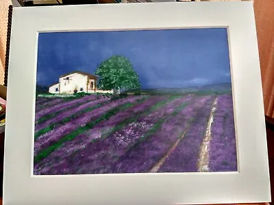 Art Print By Artist Ann Fellows In Mount 8x10 Ins Title Lavender Fields. • £6.50