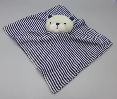 £4.99 • Buy Kyle And Deena Teddy Bear Baby Comforter Soother Blankie Grey Navy Blue Striped
