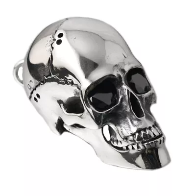 Black CZ Huge Heavy Stainless Steel Skull Pendant Mens Biker Punk Jewelry 4S020D • $23.40