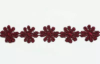 Lily 7/8  White Ivory Black Burgundy Green Daisy Flower Venise Lace Trim By Yard • $5.98