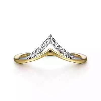 New Gabriel & Co. 14K White-Yellow Gold Diamond Chevron Ring LR51826M45JJ • $475