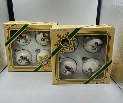 $10 • Buy 8 Vintage Rauch-Pyramid Mercury Glass Holly Hobby Girl Christmas Ornaments-OB