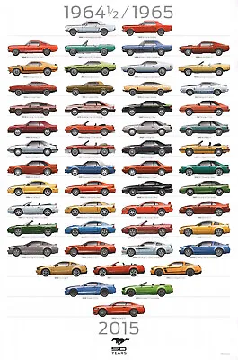 Mustang Poster First 50 Years 1964-1/2 - 2015 Rare Hard-to-find 24  X 36  • $18.95