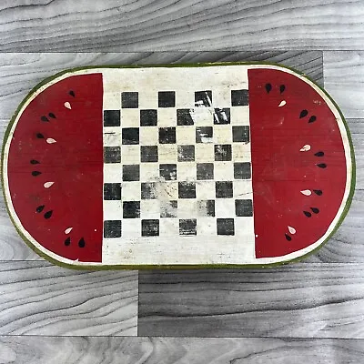 Vtg Checker Board Crafted By M Finch 1985 Make Mine Country Wooden Oval Handmade • $33.20