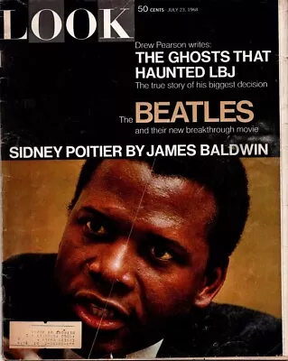 Vintage LOOK Magazine July 25 1968 Sidney Poitier James Baldwin LBJ The Beatles • $10.99