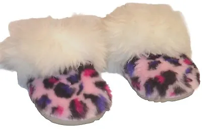 UGG Girls Fairy Tale Cozy II Leopard Faux Fur Slippers 1103587K SZ 3 EU 35 EUC!! • $32.95