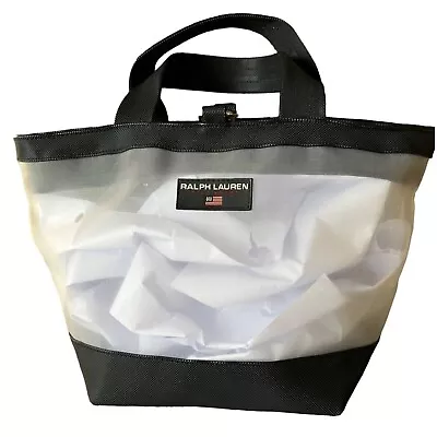 Ralph Lauren Polo Sport Tote Handbag White Mesh Removable Pouch Beach Travel Bag • $23.10